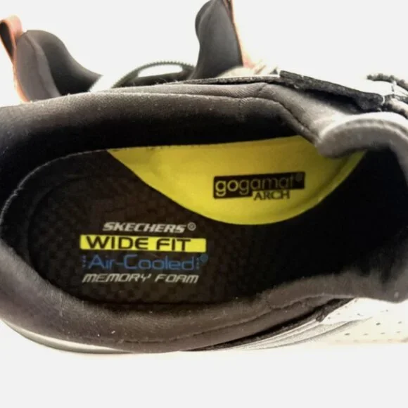 SKECHERS Men's Sneakers 10 Black/Gray Wide Fit Air Cooled Memory Foam Gogamat - Picture 7 of 8